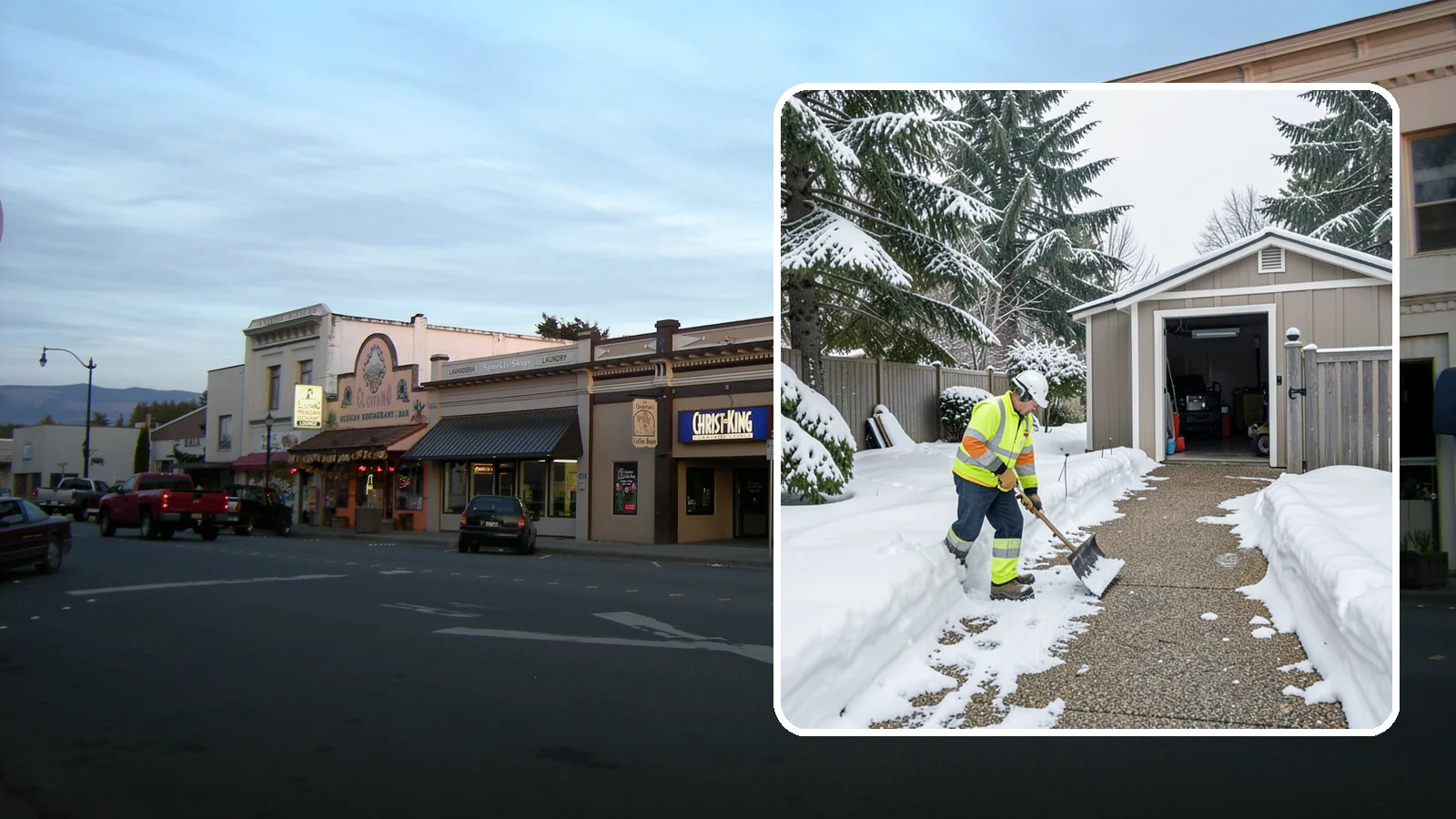 Backyard Walkway Clearing in Burlington, Skagit County, WA - We open backyard paths to sheds, gates, and utility areas that homeowners still need to reach after a snowfall.