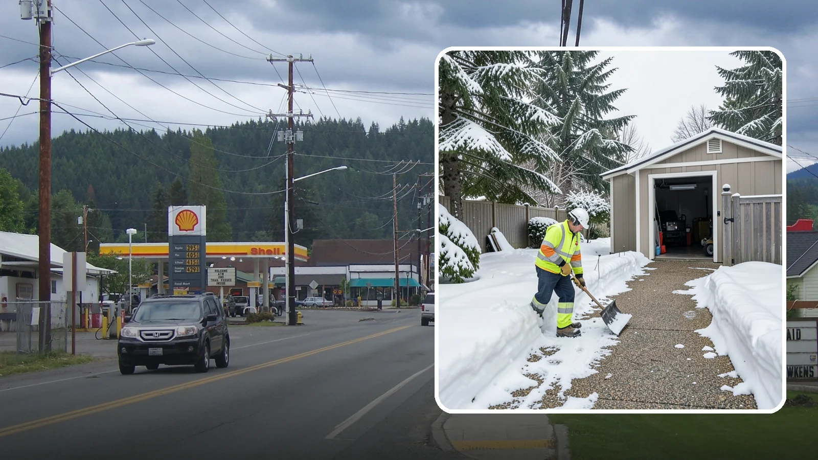 Backyard Walkway Clearing in Granite Falls, Snohomish County, WA - We open backyard paths to sheds, gates, and utility areas that homeowners still need to reach after a snowfall.