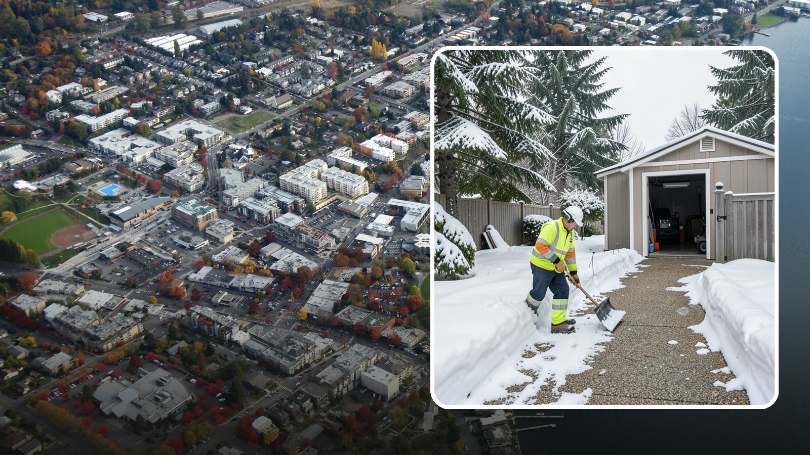 Backyard Walkway Clearing in Kirkland, King County, WA - We open backyard paths to sheds, gates, and utility areas that homeowners still need to reach after a snowfall.