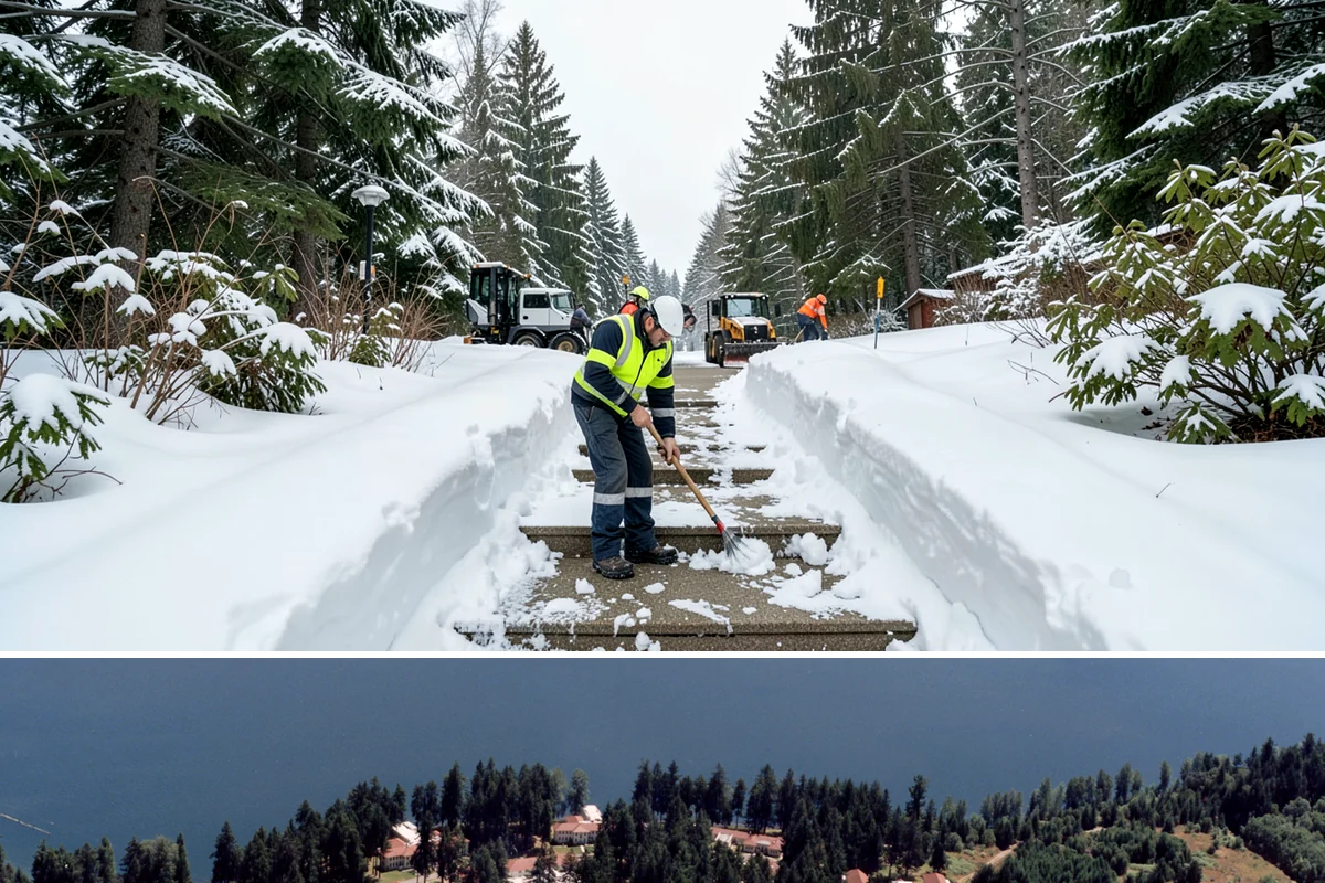Backyard Walkway Clearing in Lakewood, Pierce County, WA - Backyard paths matter most through the deep-winter weeks when shaded, tree-lined routes stay frozen long after open areas clear.