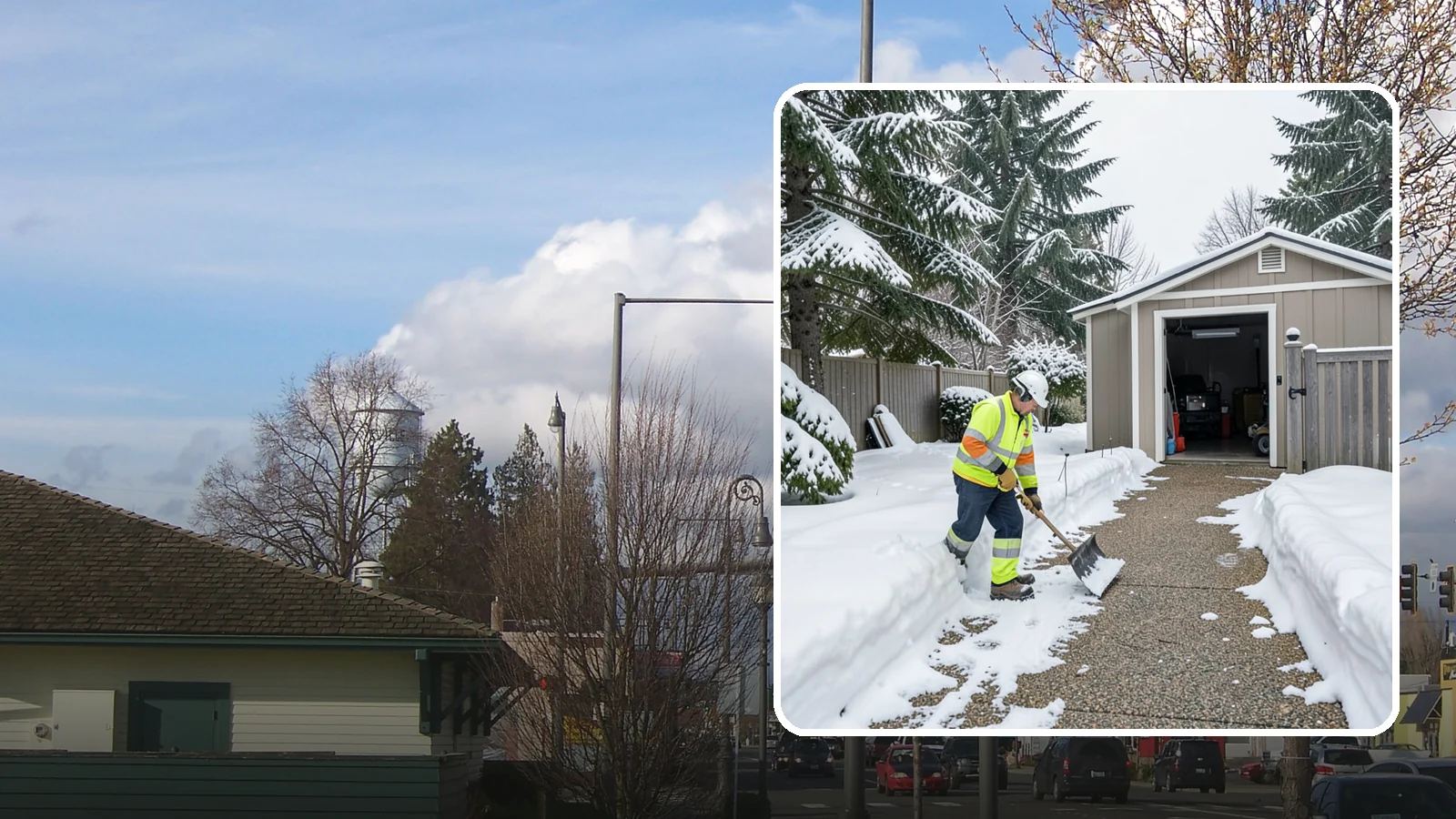 Backyard Walkway Clearing in Marysville, Snohomish County, WA - We open backyard paths to sheds, gates, and utility areas that homeowners still need to reach after a snowfall.
