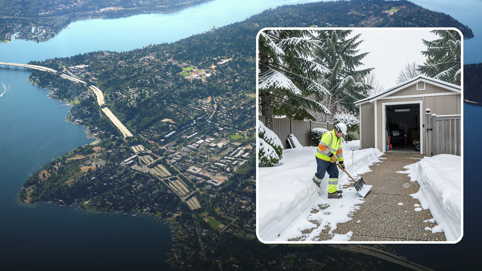 Backyard Walkway Clearing in Mercer Island, King County, WA - We open backyard paths to sheds, gates, and utility areas that homeowners still need to reach after a snowfall.