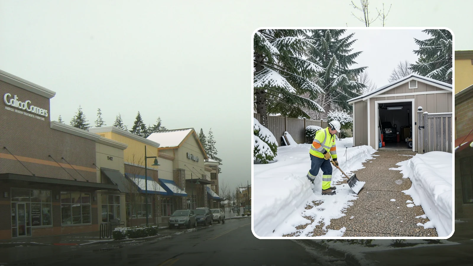 Backyard Walkway Clearing in Mill Creek, Snohomish County, WA - We open backyard paths to sheds, gates, and utility areas that homeowners still need to reach after a snowfall.