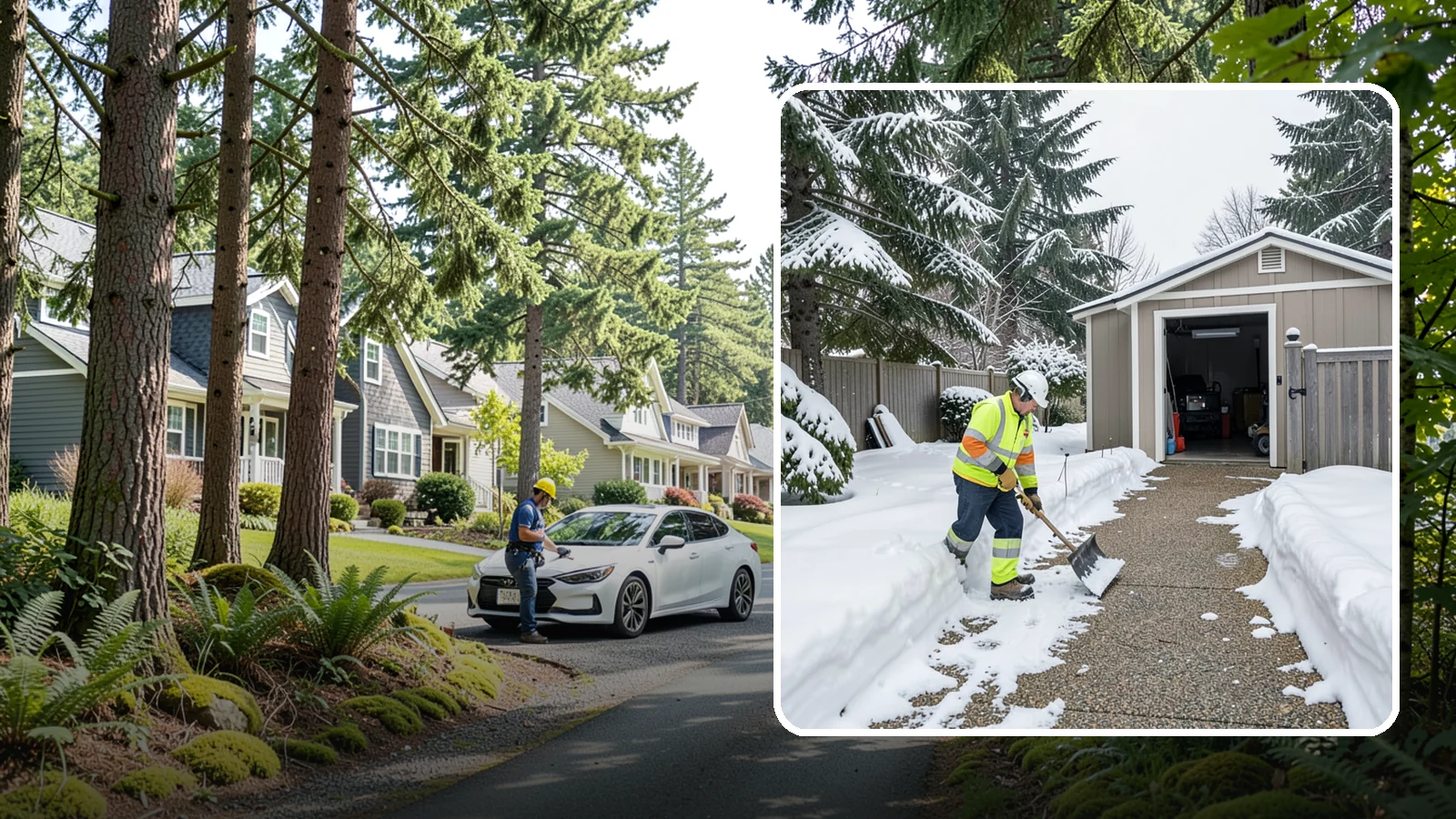 Backyard Walkway Clearing in Normandy Park, King County, WA - We open backyard paths to sheds, gates, and utility areas that homeowners still need to reach after a snowfall.