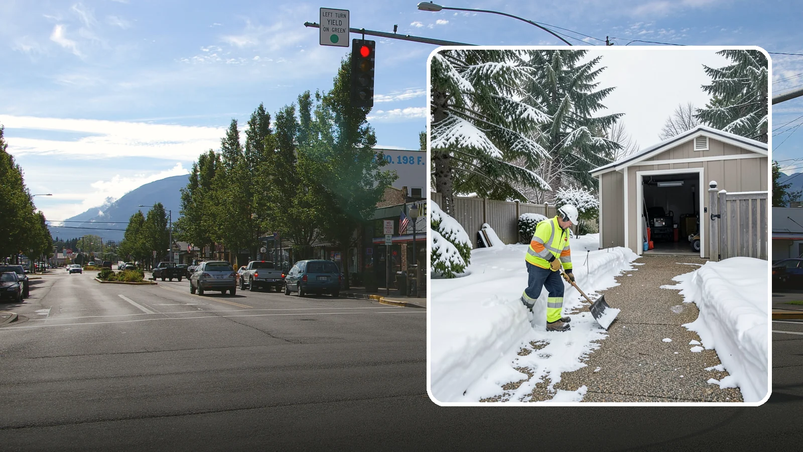 Backyard Walkway Clearing in North Bend, King County, WA - We open backyard paths to sheds, gates, and utility areas that homeowners still need to reach after a snowfall.