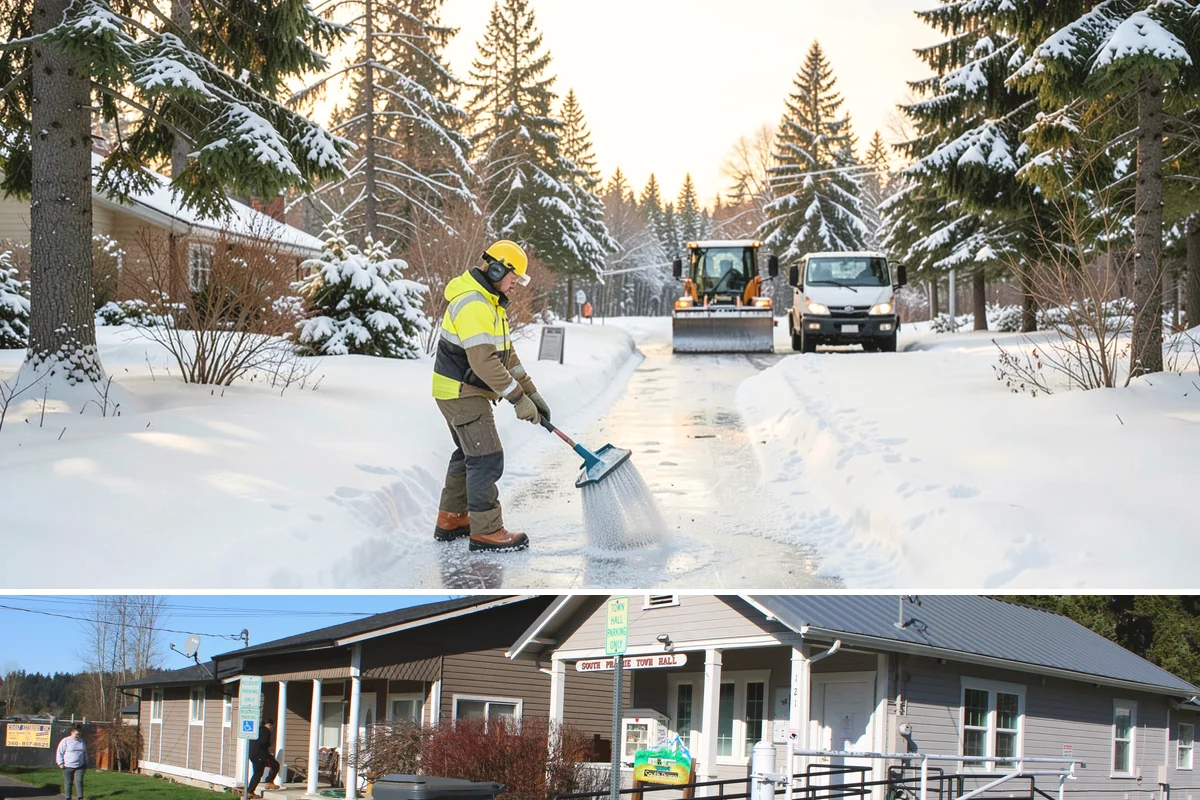 Backyard Walkway Clearing in South Prairie, Pierce County, WA - Backyard paths matter most through the deep-winter weeks when shaded, tree-lined routes stay frozen long after open areas clear.
