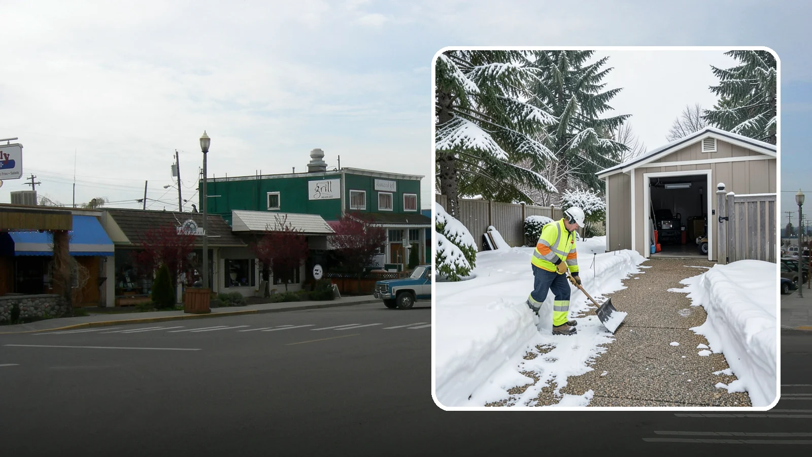 Backyard Walkway Clearing in Stanwood, Snohomish County, WA - We open backyard paths to sheds, gates, and utility areas that homeowners still need to reach after a snowfall.