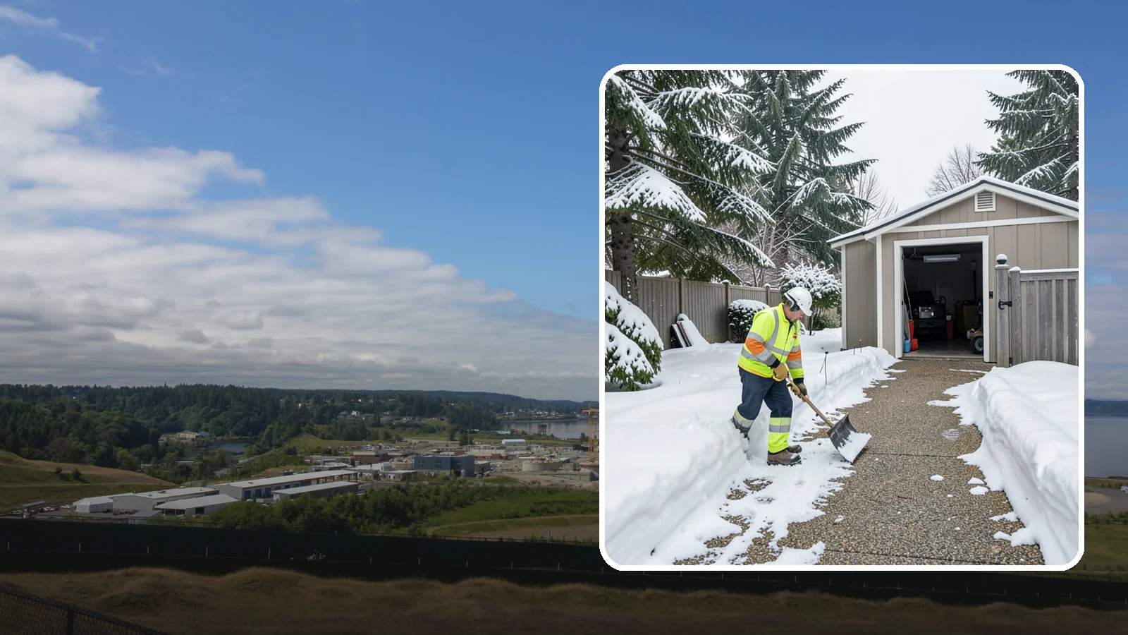 Backyard Walkway Clearing in University Place, Pierce County, WA - We open backyard paths to sheds, gates, and utility areas that homeowners still need to reach after a snowfall.
