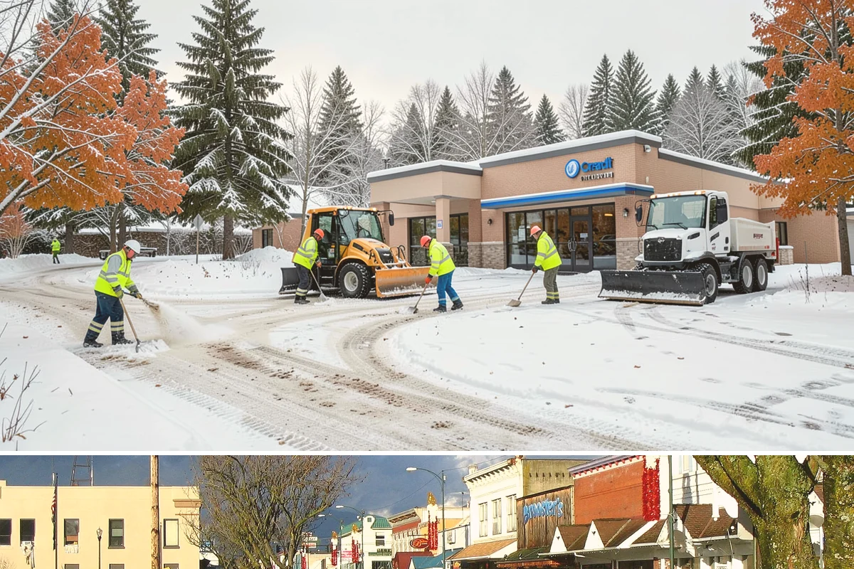 Bank Branch Snow Removal in Arlington, Snohomish County, WA - Branch demand concentrates in December through February around short lowland cold snaps.