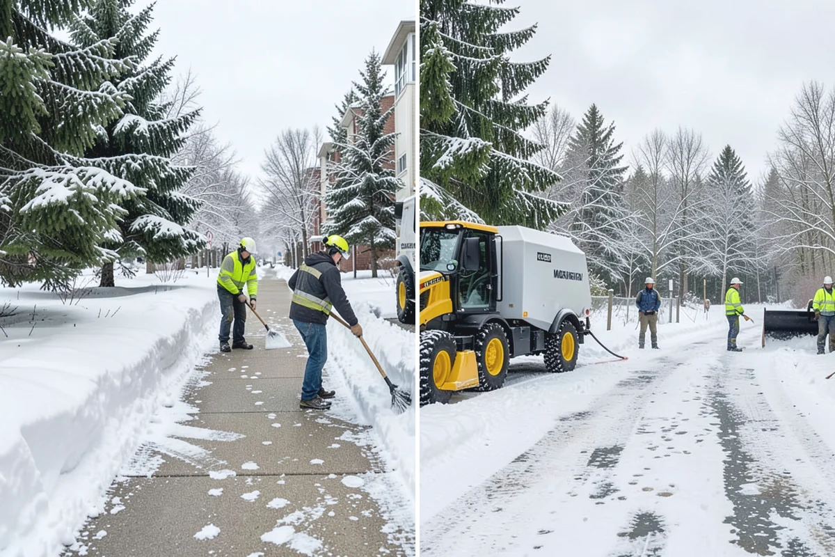 Bank Branch Snow Removal in Beaux Arts Village, King County, WA - Identify drive-through lanes, ATM pads, and the entrance walk