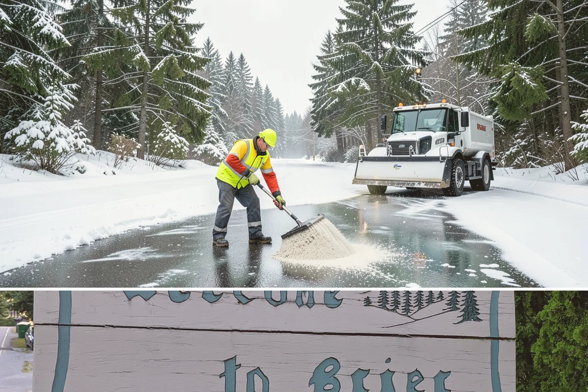 Bank Branch Snow Removal in Brier, Snohomish County, WA - Branch demand concentrates in December through February around short lowland cold snaps.