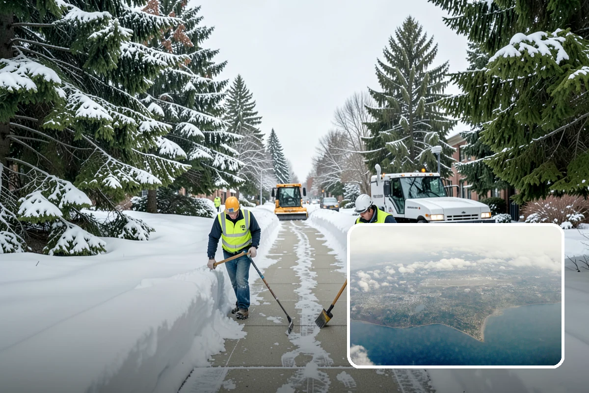 Bank Branch Snow Removal in Burien, King County, WA - Drive-through lanes cleared before opening