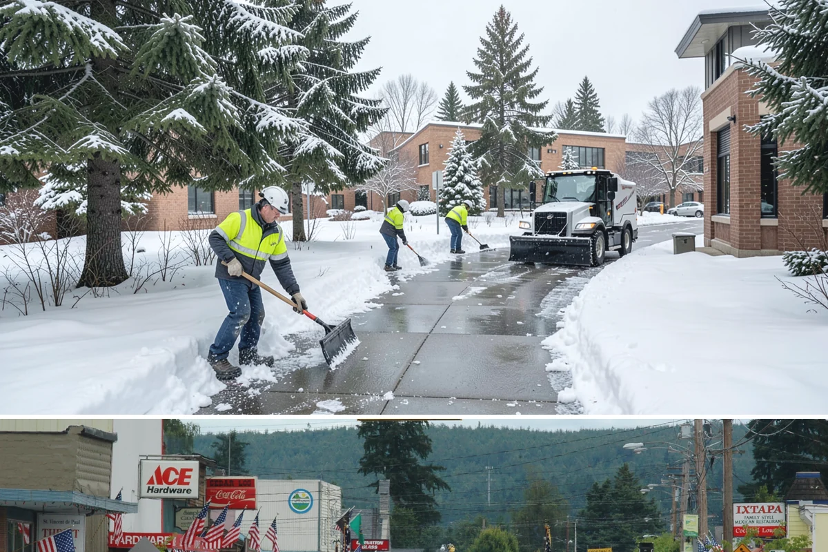 Bank Branch Snow Removal in Carnation, King County, WA - Branch demand concentrates in December through February around short lowland cold snaps.