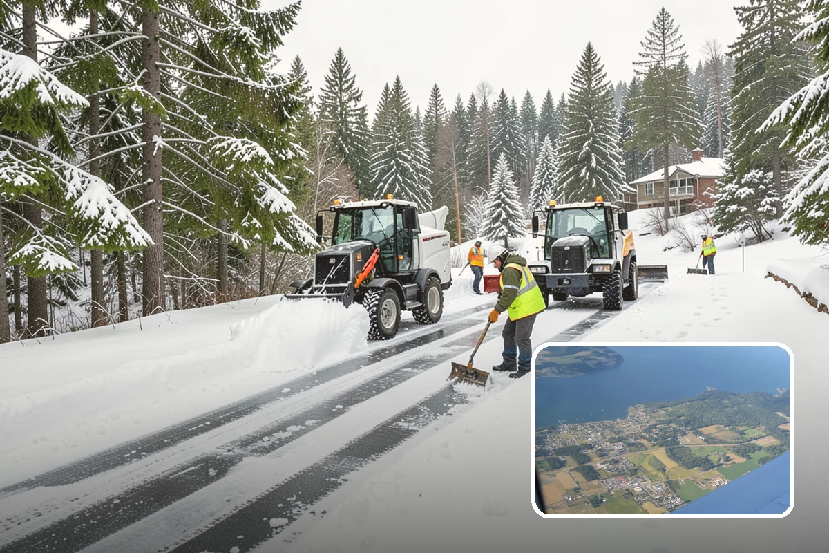Bank Branch Snow Removal in Coupeville, Island County, WA - Drive-through lanes cleared before opening
