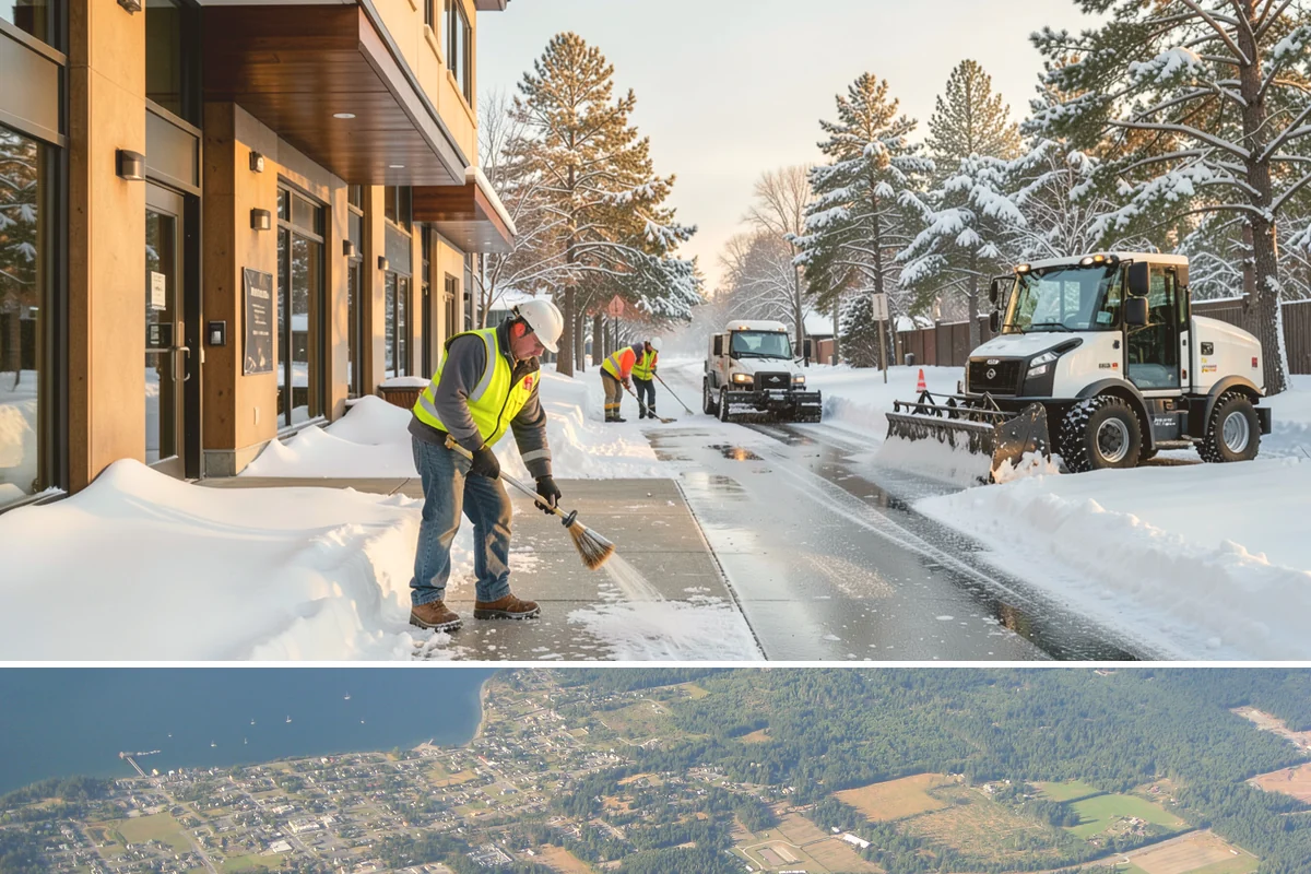 Bank Branch Snow Removal in Coupeville, Island County, WA - Branch demand concentrates in December through February around short lowland cold snaps.