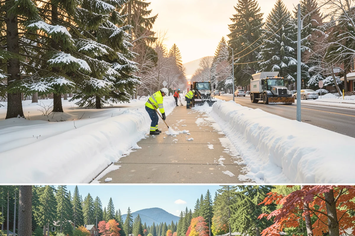 Bank Branch Snow Removal in Covington, King County, WA - Branch demand concentrates in December through February around short lowland cold snaps.
