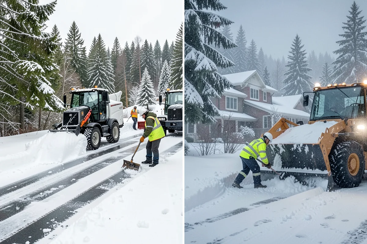 Bank Branch Snow Removal in Enumclaw, King County, WA - Identify drive-through lanes, ATM pads, and the entrance walk