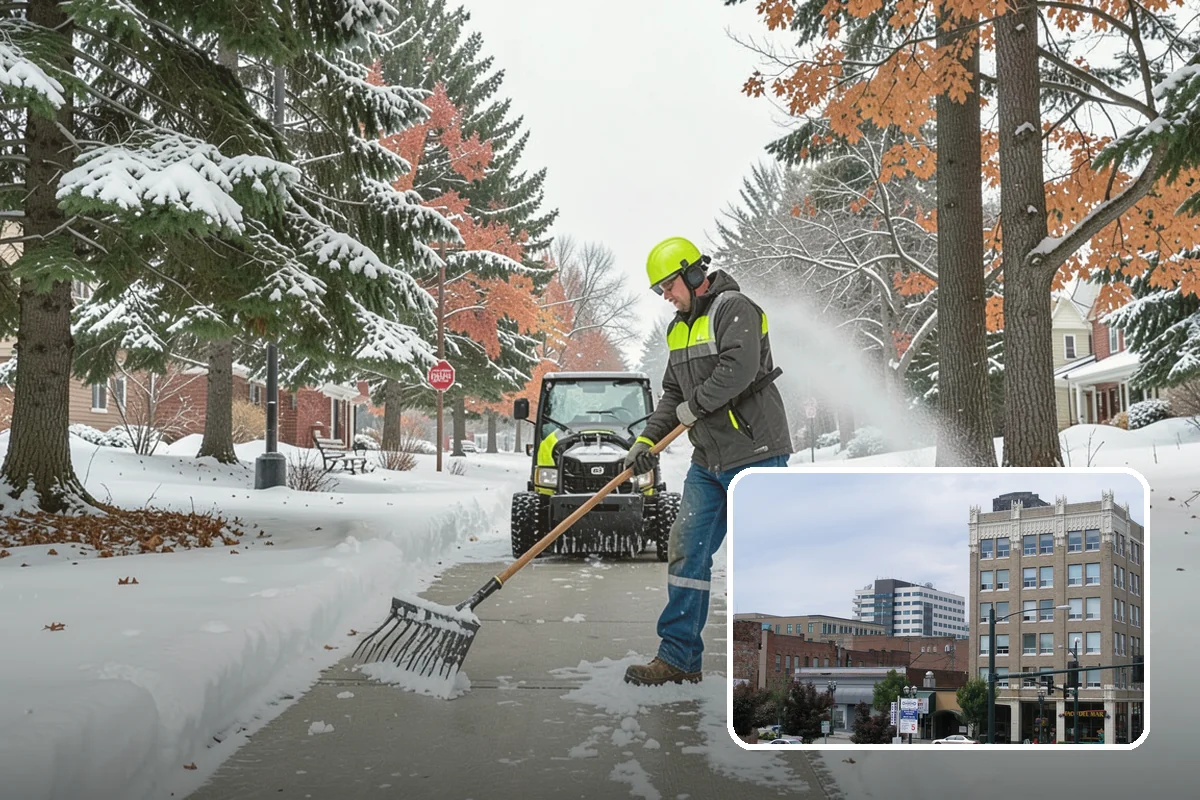 Bank Branch Snow Removal in Everett, Snohomish County, WA - Drive-through lanes cleared before opening