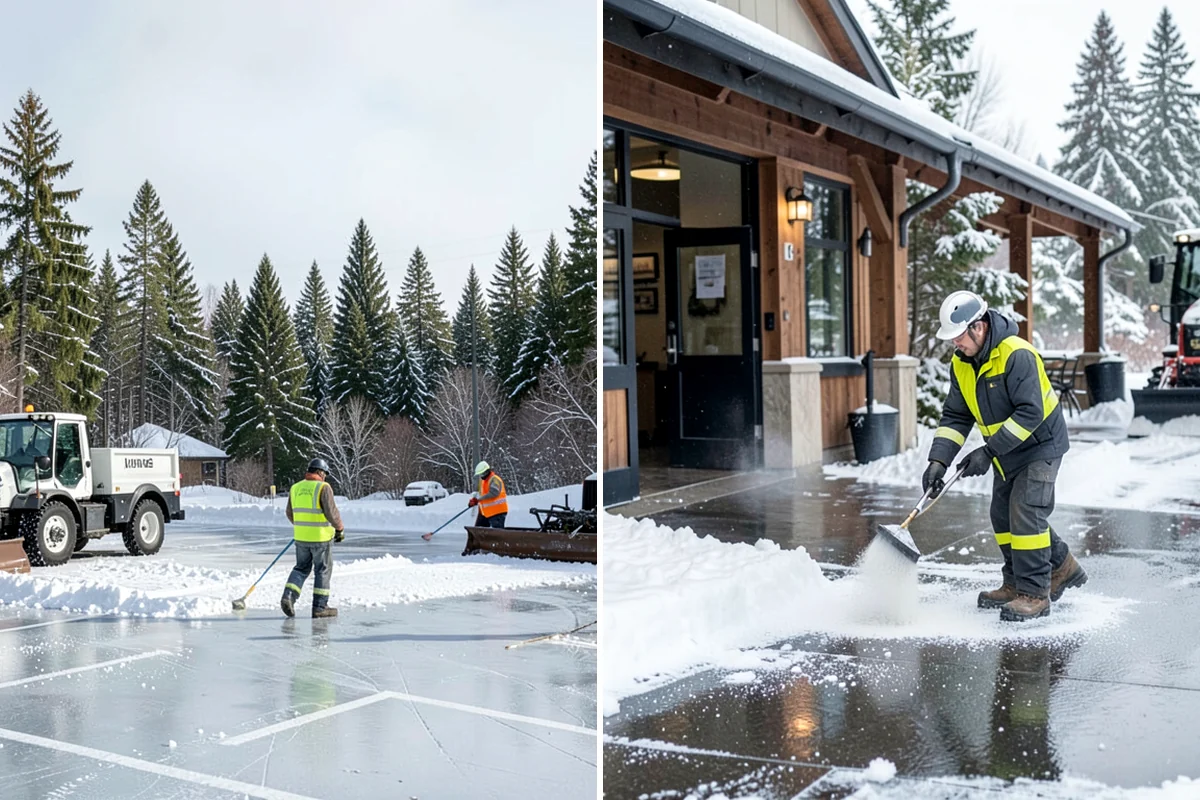 Bank Branch Snow Removal in Federal Way, King County, WA - Identify drive-through lanes, ATM pads, and the entrance walk