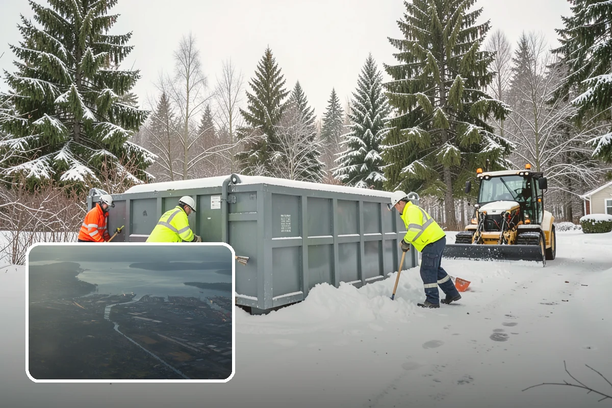 Bank Branch Snow Removal in Fife, Pierce County, WA - Drive-through lanes cleared before opening
