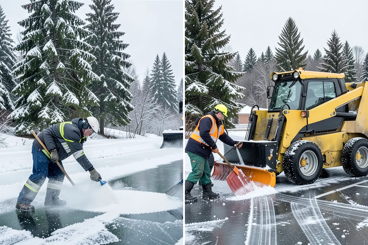 Bank Branch Snow Removal in Hunts Point, King County, WA - Identify drive-through lanes, ATM pads, and the entrance walk