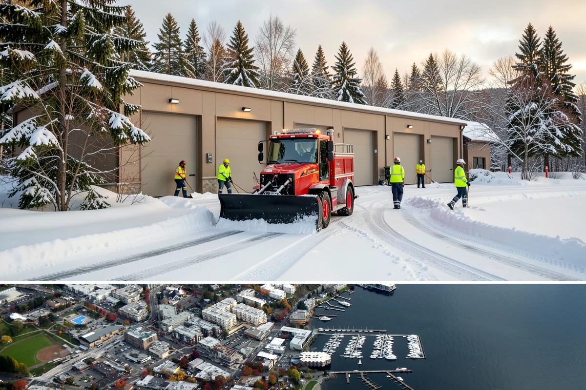 Bank Branch Snow Removal in Kirkland, King County, WA - Branch demand concentrates in December through February around short lowland cold snaps.
