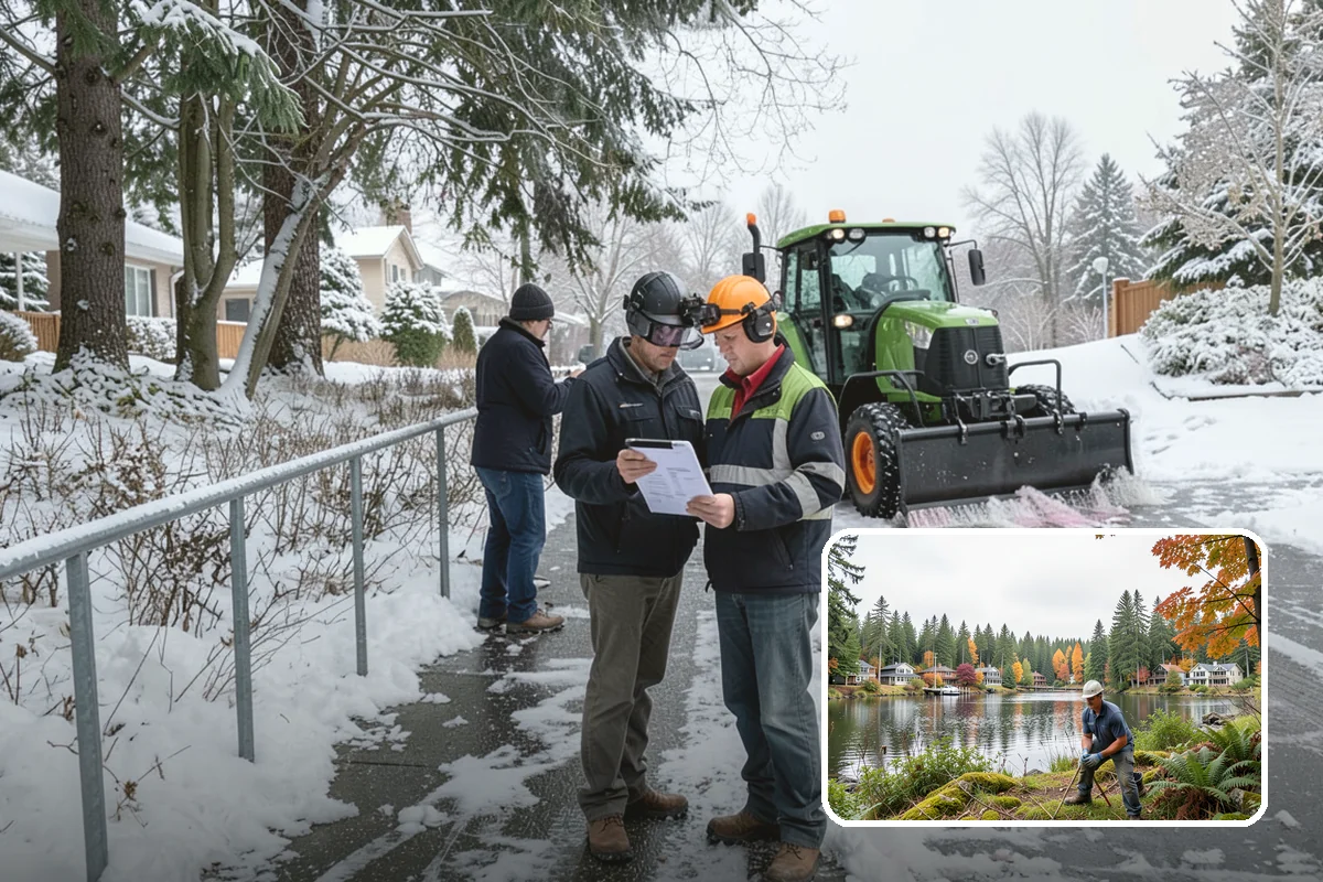Bank Branch Snow Removal in La Conner, Skagit County, WA - Drive-through lanes cleared before opening