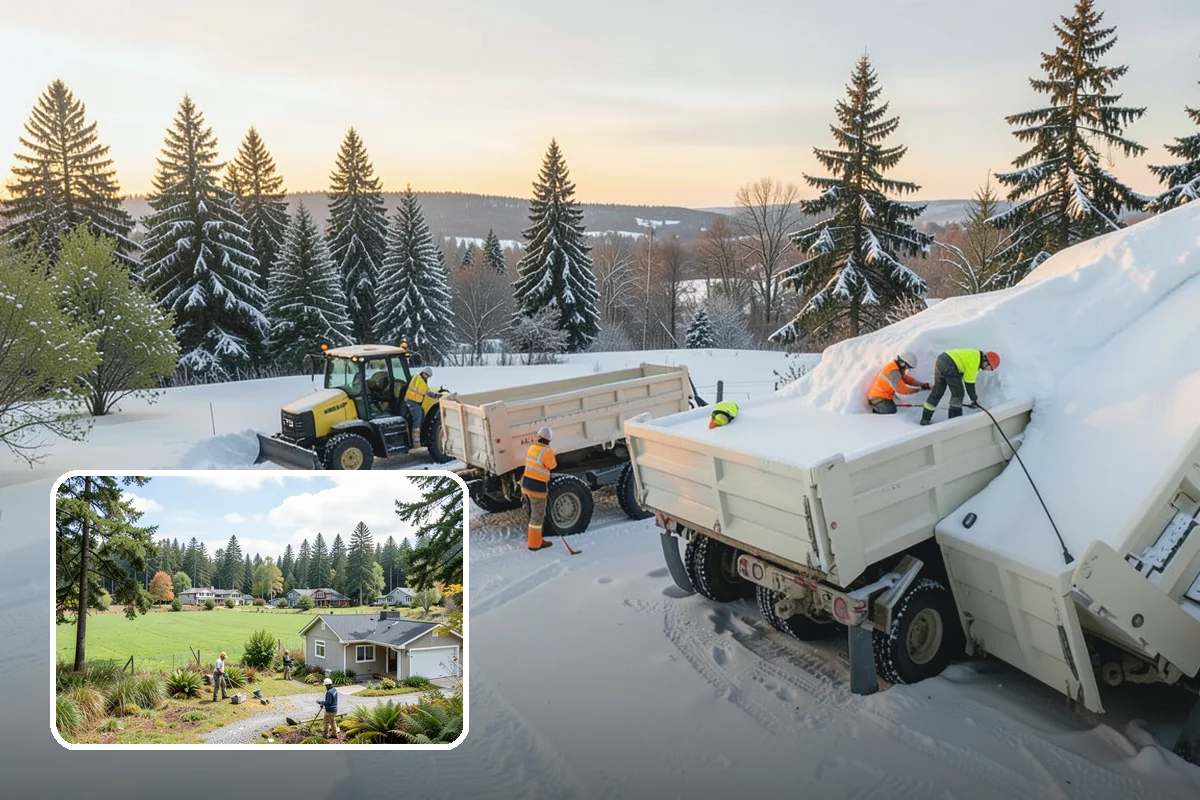 Bank Branch Snow Removal in Lyman, Skagit County, WA - Drive-through lanes cleared before opening