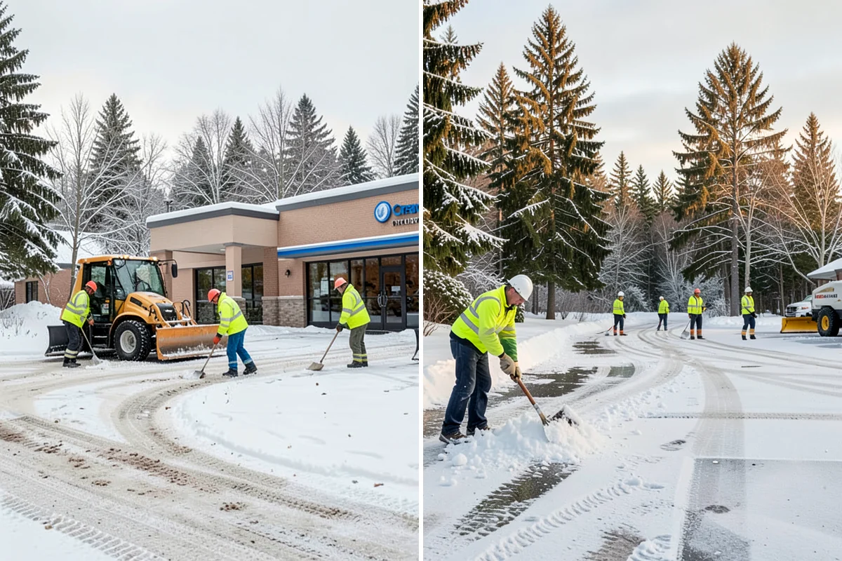 Bank Branch Snow Removal in Lyman, Skagit County, WA - Identify drive-through lanes, ATM pads, and the entrance walk
