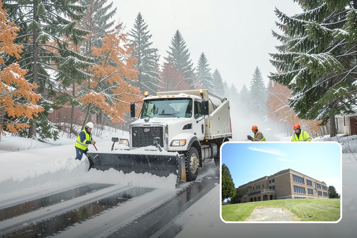 Bank Branch Snow Removal in Maple Valley, King County, WA - Drive-through lanes cleared before opening