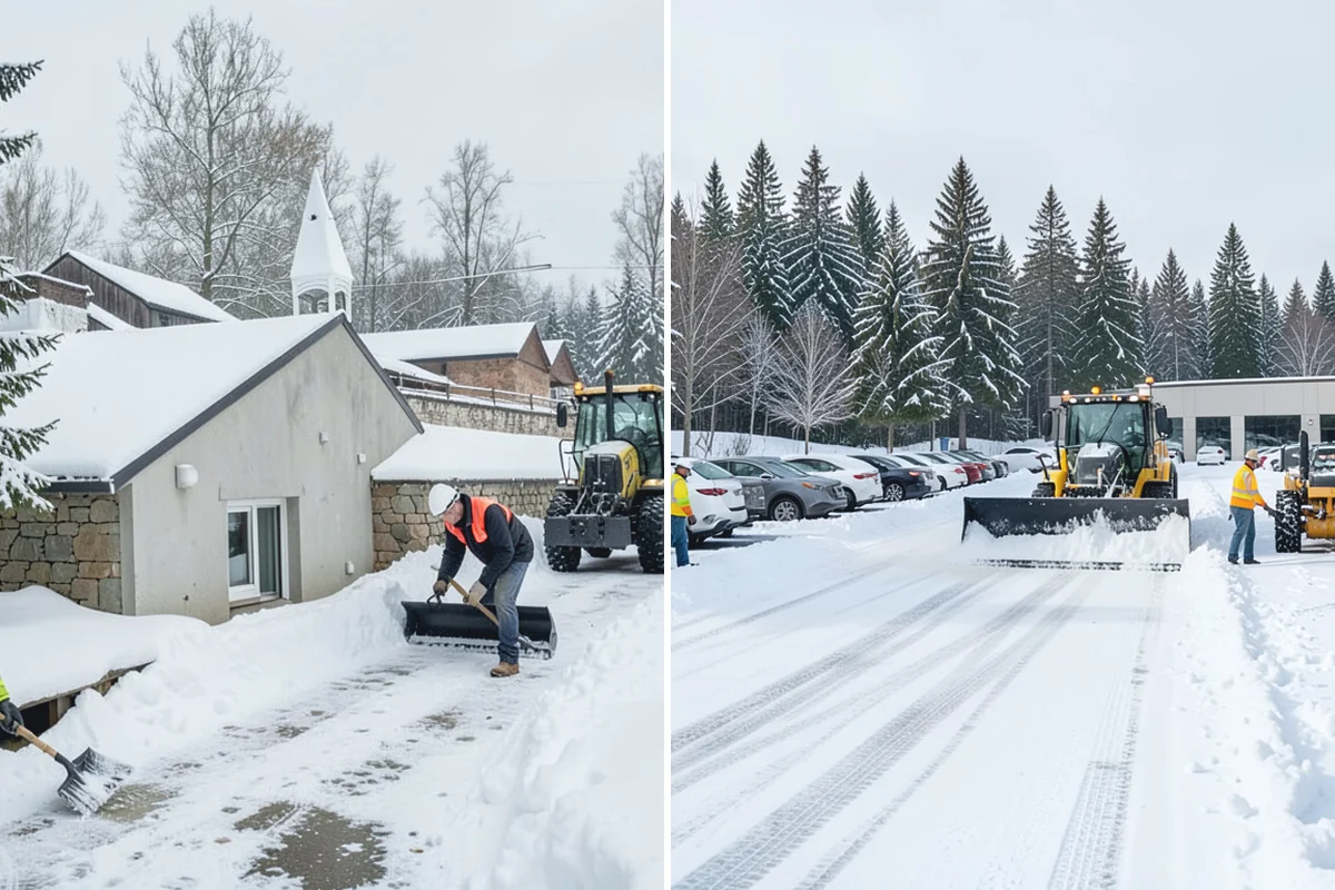 Bank Branch Snow Removal in Medina, King County, WA - Identify drive-through lanes, ATM pads, and the entrance walk