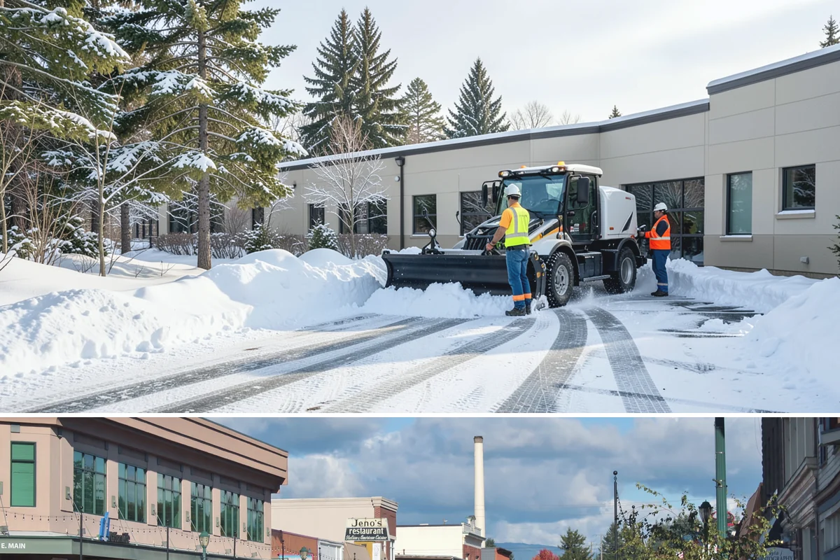 Bank Branch Snow Removal in Monroe, Snohomish County, WA - Branch demand concentrates in December through February around short lowland cold snaps.