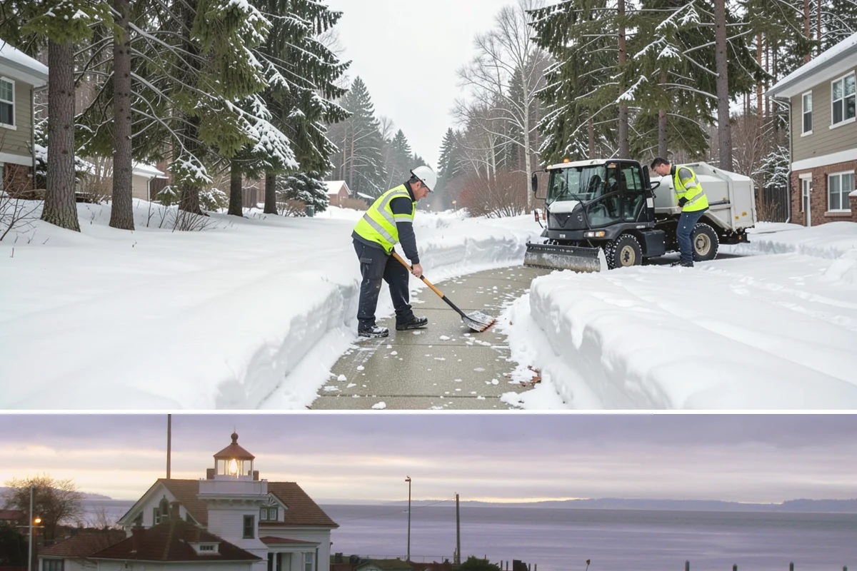 Bank Branch Snow Removal in Mukilteo, Snohomish County, WA - Branch demand concentrates in December through February around short lowland cold snaps.