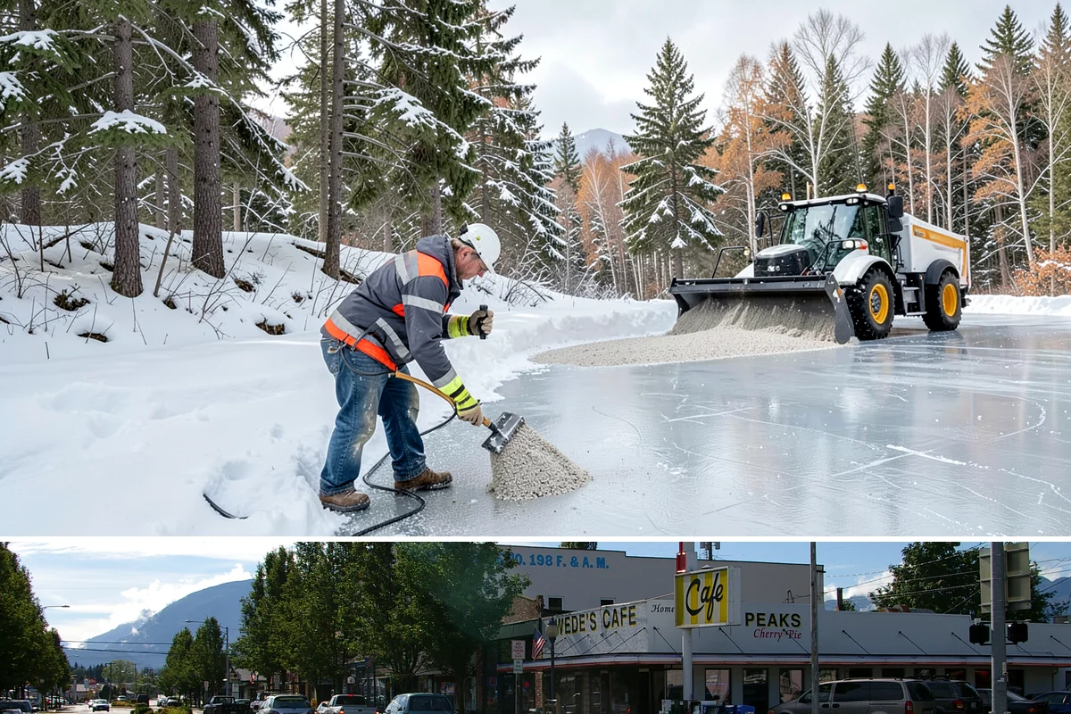 Bank Branch Snow Removal in North Bend, King County, WA - Branch demand concentrates in December through February around short lowland cold snaps.