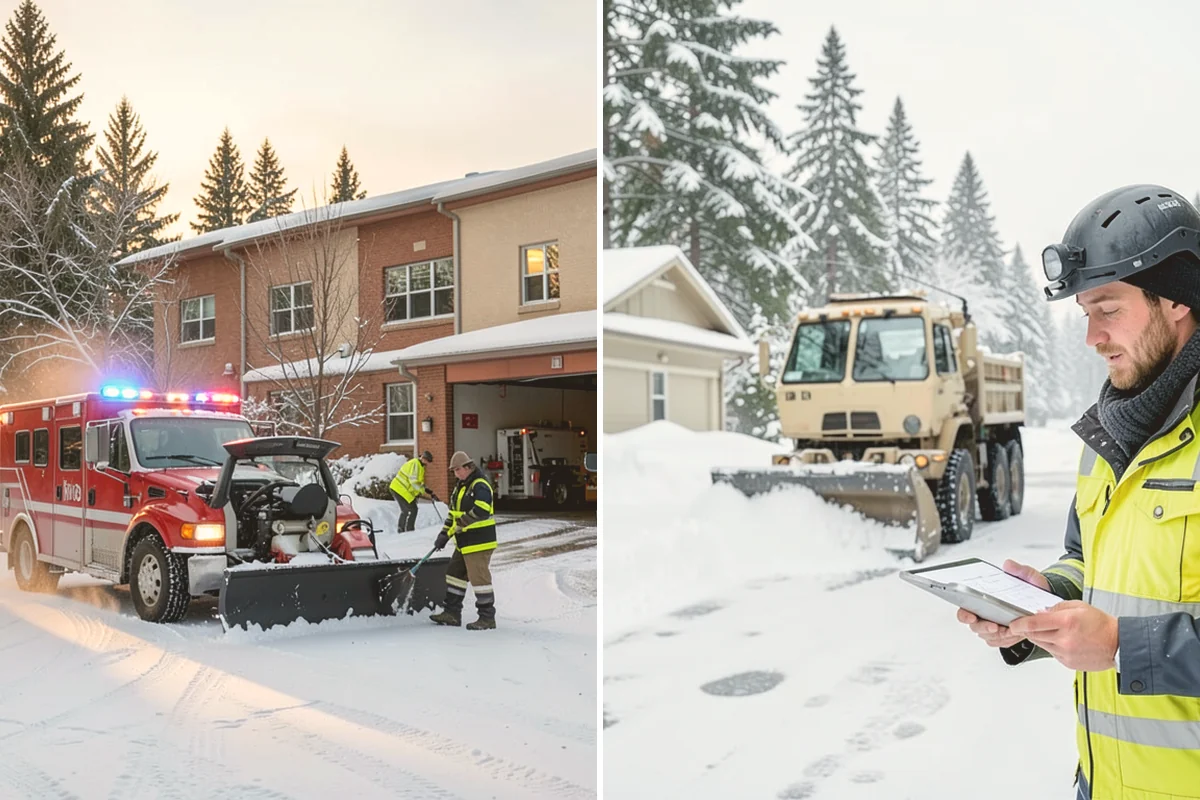 Bank Branch Snow Removal in Orting, Pierce County, WA - Identify drive-through lanes, ATM pads, and the entrance walk