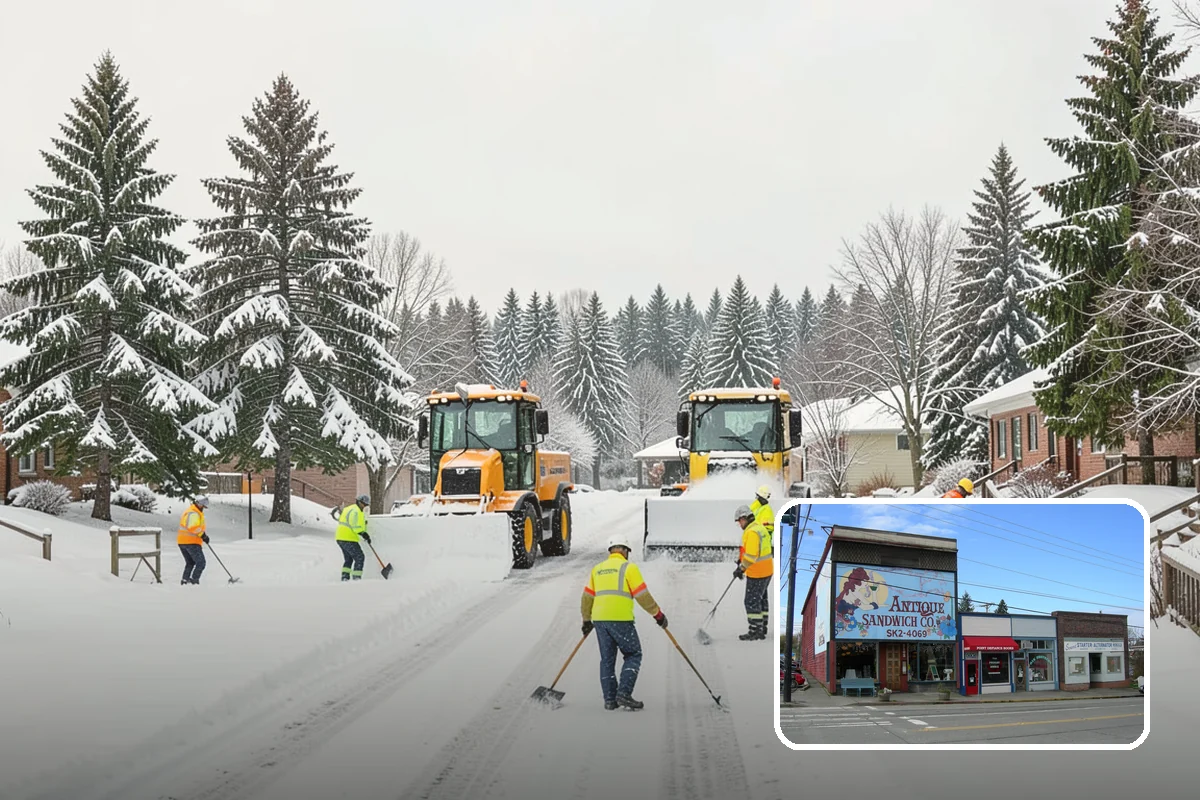 Bank Branch Snow Removal in Ruston, Pierce County, WA - Drive-through lanes cleared before opening