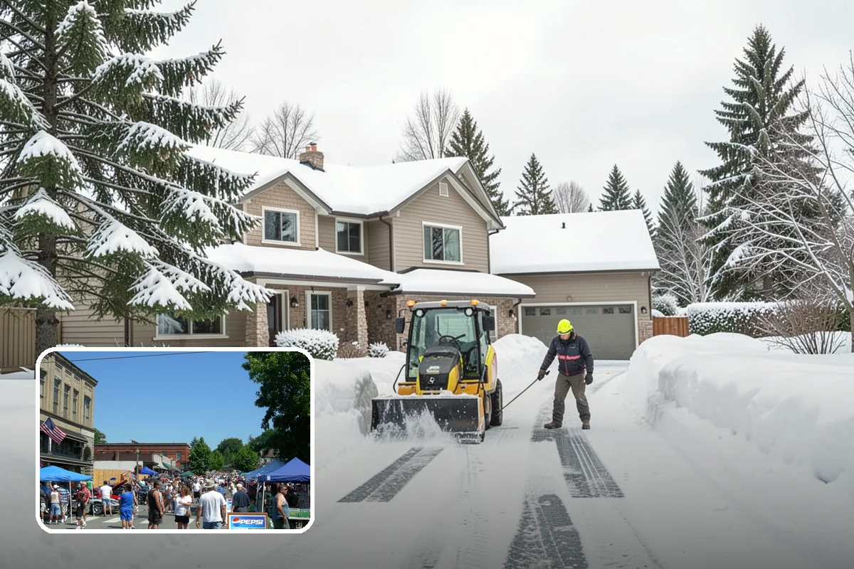 Bank Branch Snow Removal in Snohomish, Snohomish County, WA - Drive-through lanes cleared before opening