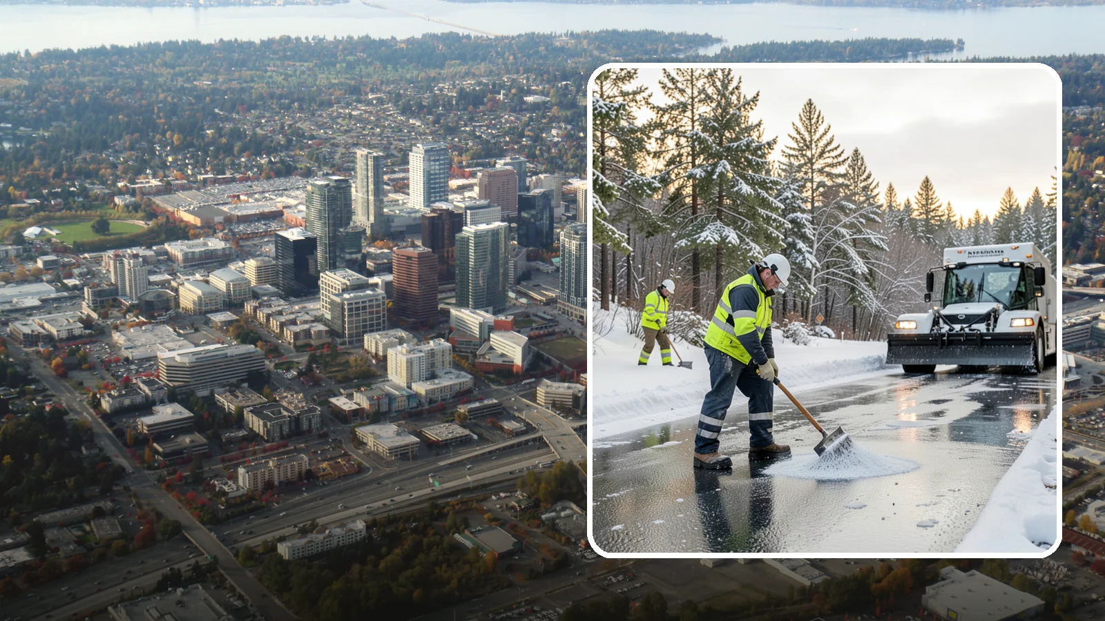Bank Deicing in Bellevue, King County, WA - Deicing for banks and credit unions, keeping entrances, ATM approaches, and drive-through lanes safe for customers during a...