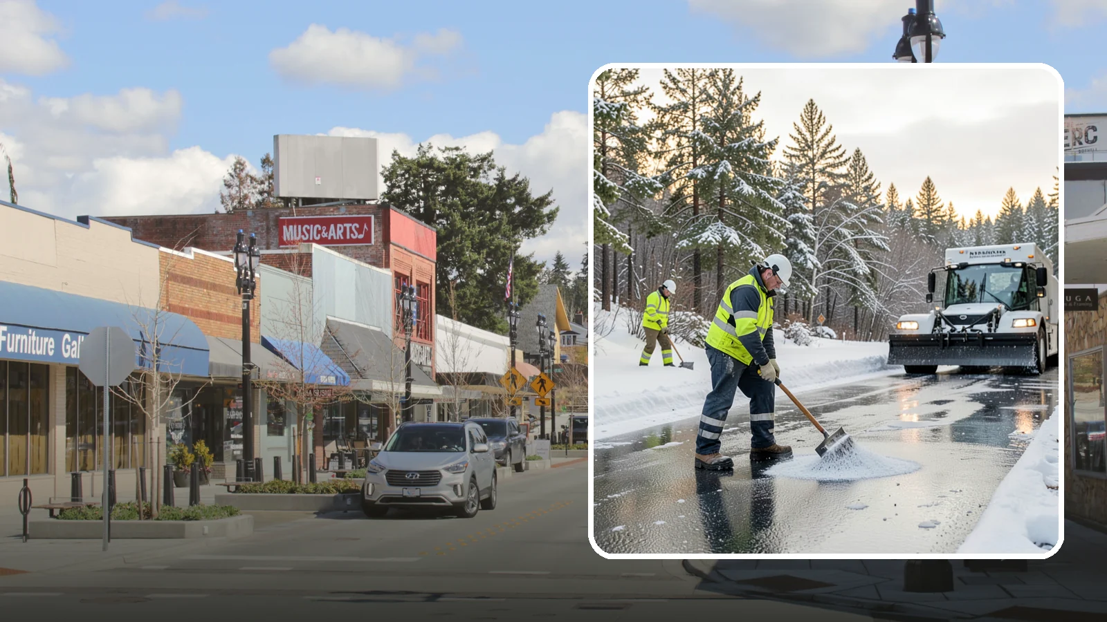 Bank Deicing in Bothell, King County, WA - Deicing for banks and credit unions, keeping entrances, ATM approaches, and drive-through lanes safe for customers during a...
