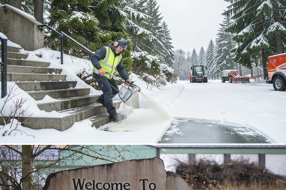 Bank Deicing in Buckley, Pierce County, WA - Coverage runs through winter, with pre-open readiness on the freezing-rain mornings that glaze exposed ATM and drive-through...