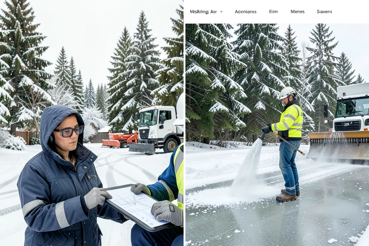 Bank Deicing in Everett, Snohomish County, WA - Map the entrance, ATM apron, and drive-through lanes