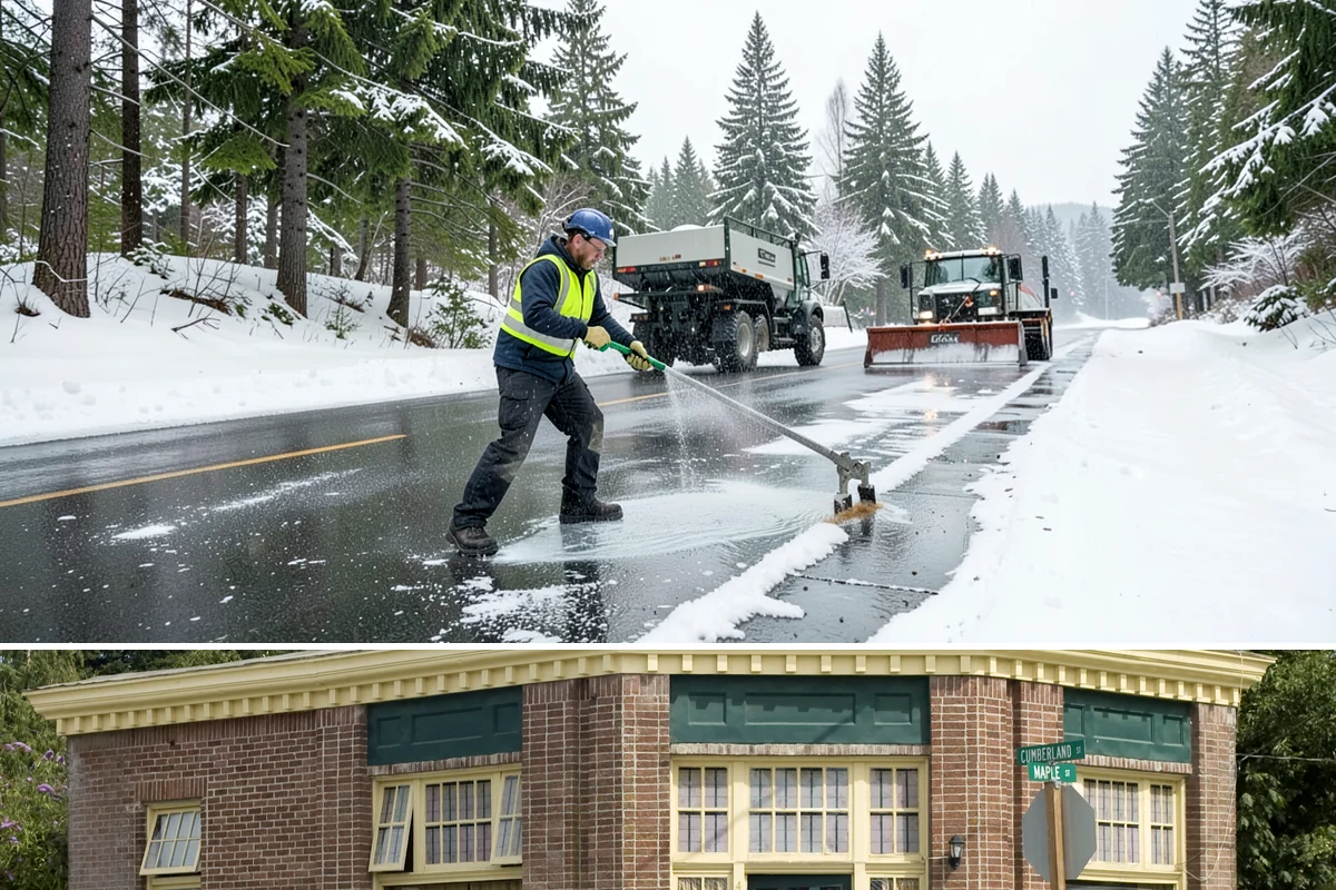 Bank Deicing in Hamilton, Skagit County, WA - Coverage runs through winter, with pre-open readiness on the freezing-rain mornings that glaze exposed ATM and drive-through...