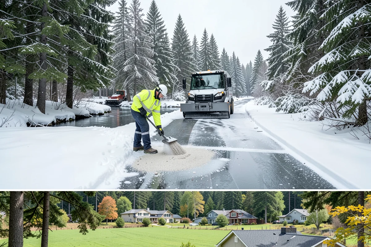 Bank Deicing in Lyman, Skagit County, WA - Coverage runs through winter, with pre-open readiness on the freezing-rain mornings that glaze exposed ATM and drive-through...