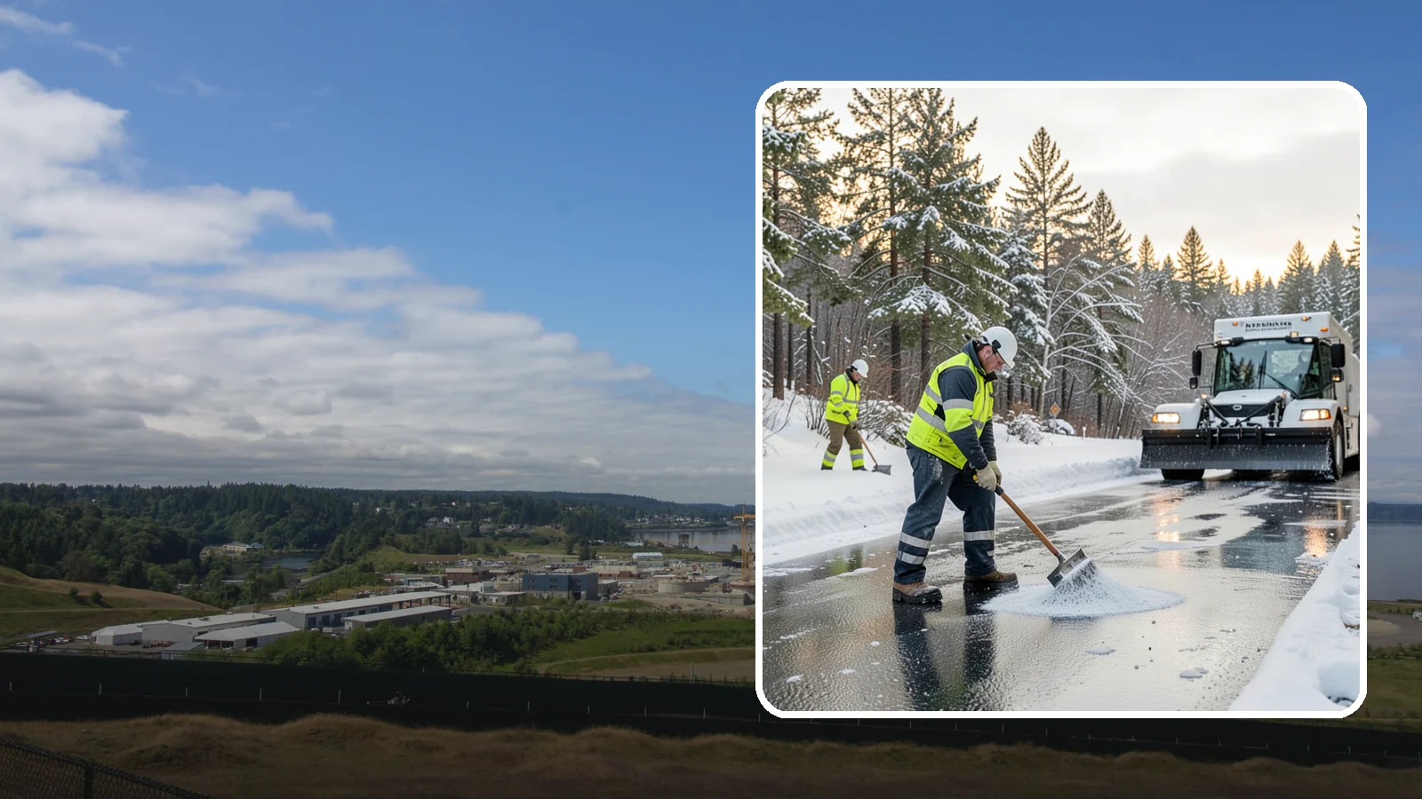 Bank Deicing in University Place, Pierce County, WA - Deicing for banks and credit unions, keeping entrances, ATM approaches, and drive-through lanes safe for customers during a...