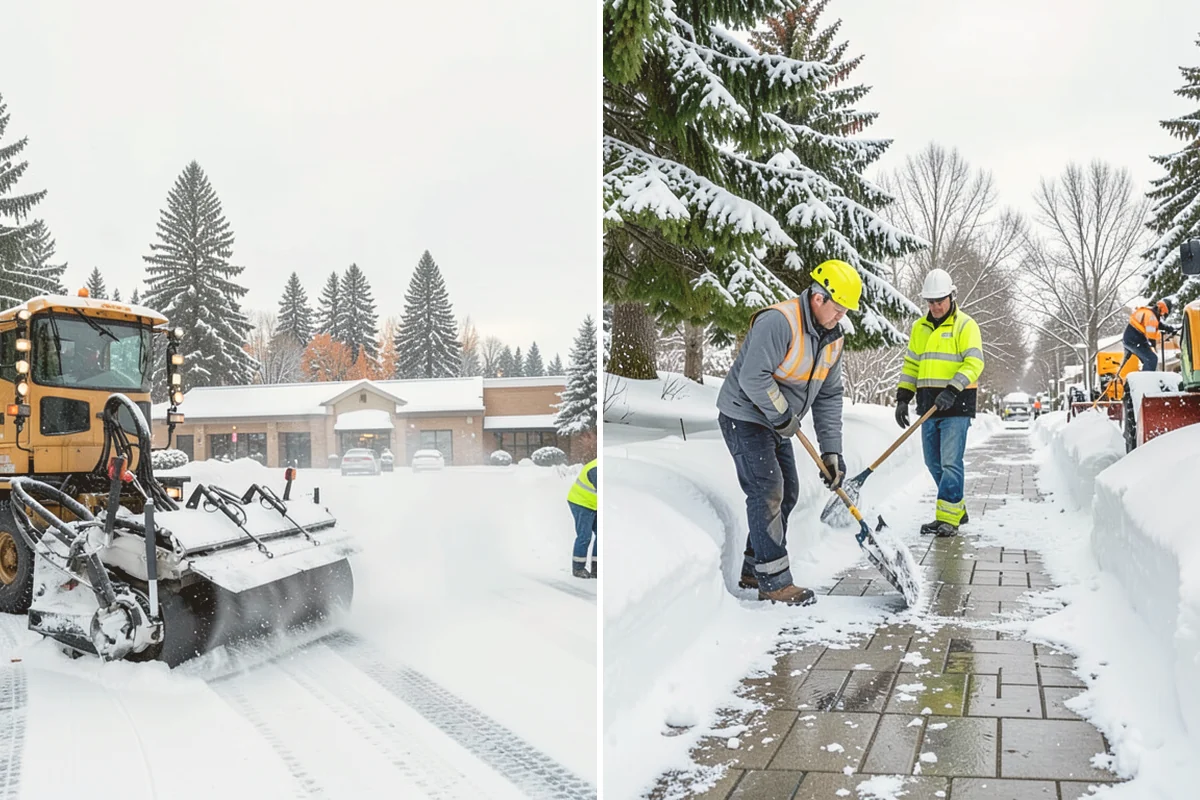 Bank Parking Lot Snow Removal in Algona, King County, WA - Map parking, drive-through lanes, and the ATM approach with staff