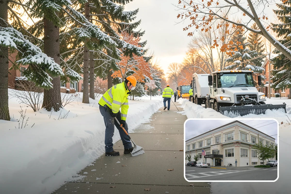 Bank Parking Lot Snow Removal in Anacortes, Skagit County, WA - Customer parking and drive-through lanes stay open all day