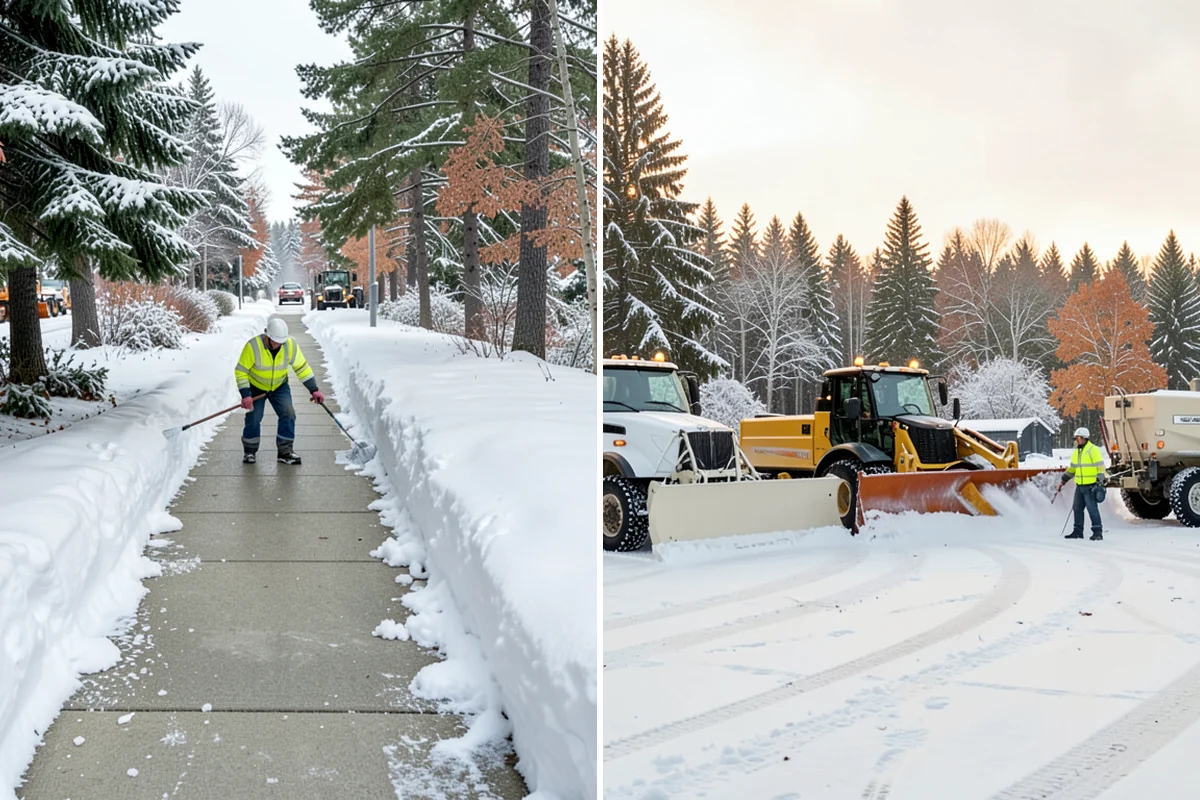 Bank Parking Lot Snow Removal in Arlington, Snohomish County, WA - Map parking, drive-through lanes, and the ATM approach with staff