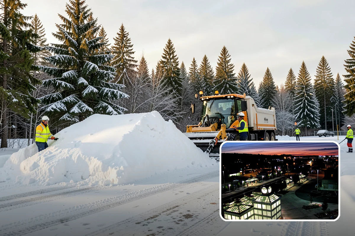 Bank Parking Lot Snow Removal in Auburn, King County, WA - Customer parking and drive-through lanes stay open all day