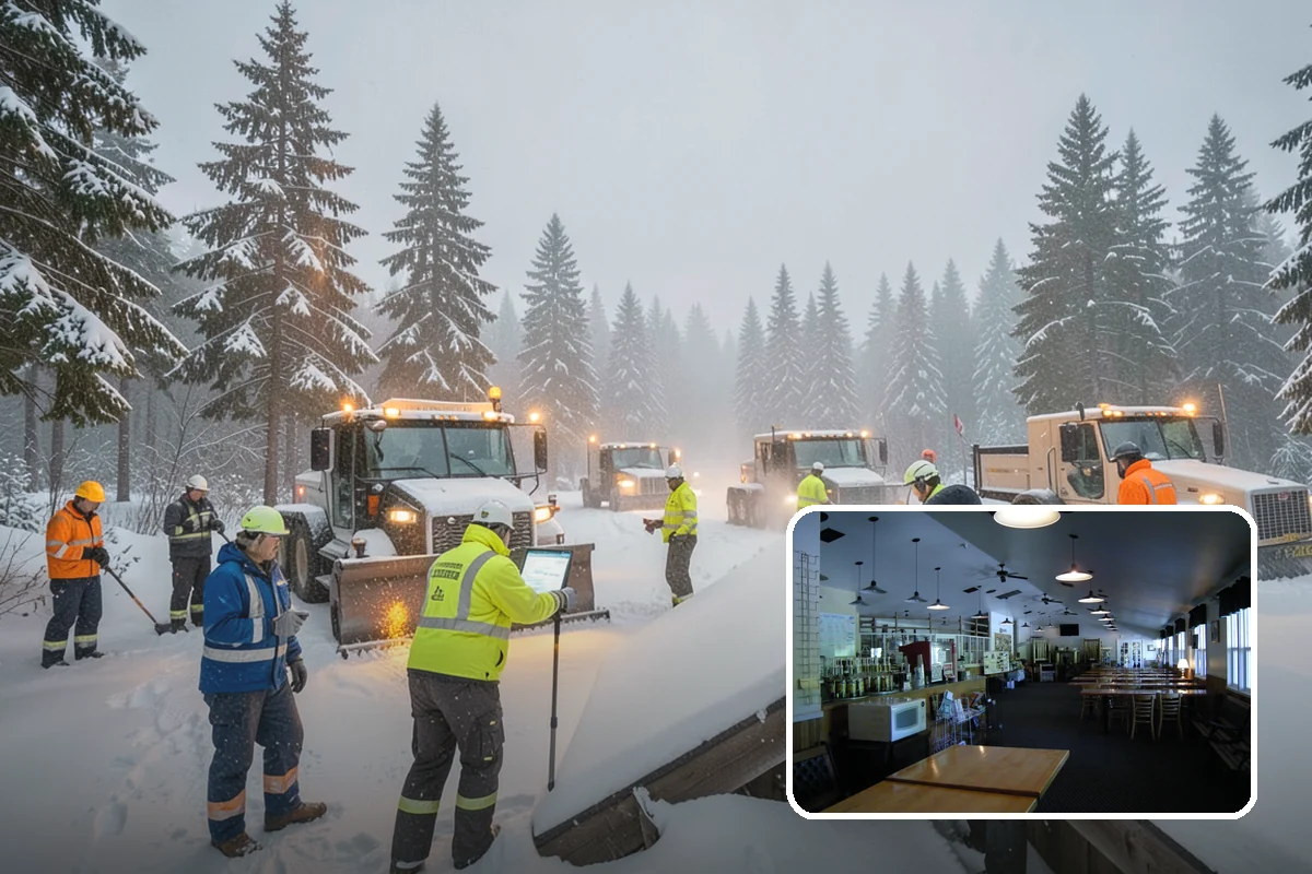 Bank Parking Lot Snow Removal in Black Diamond, King County, WA - Customer parking and drive-through lanes stay open all day
