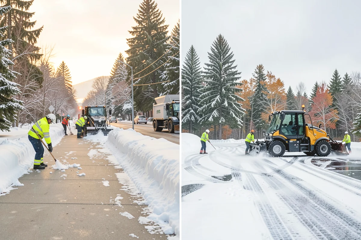 Bank Parking Lot Snow Removal in Black Diamond, King County, WA - Map parking, drive-through lanes, and the ATM approach with staff